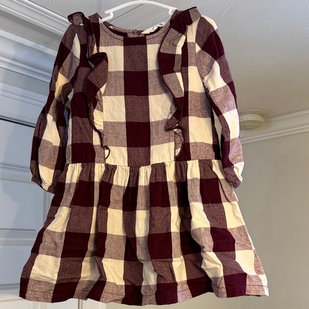Plaid Kids Dress with Ruffle Details